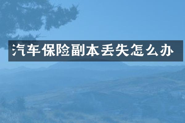 汽车保险副本丢失怎么办