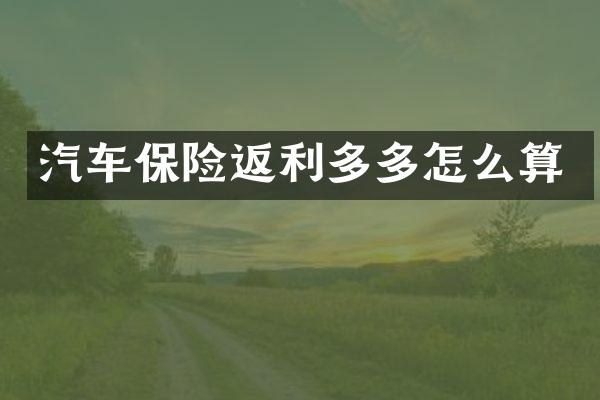 汽车保险返利多多怎么算