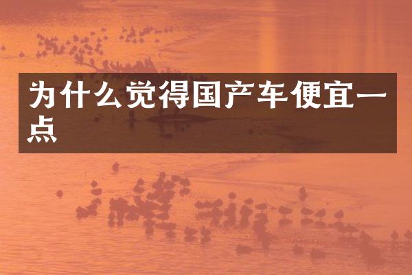 为什么觉得国产车便宜一点