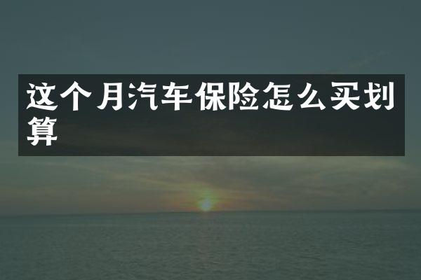 这个月汽车保险怎么买划算