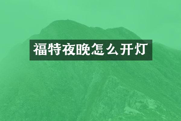 福特夜晚怎么开灯
