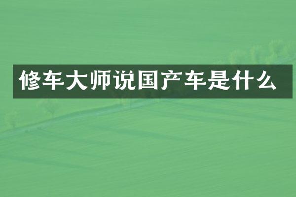 修车大师说国产车是什么