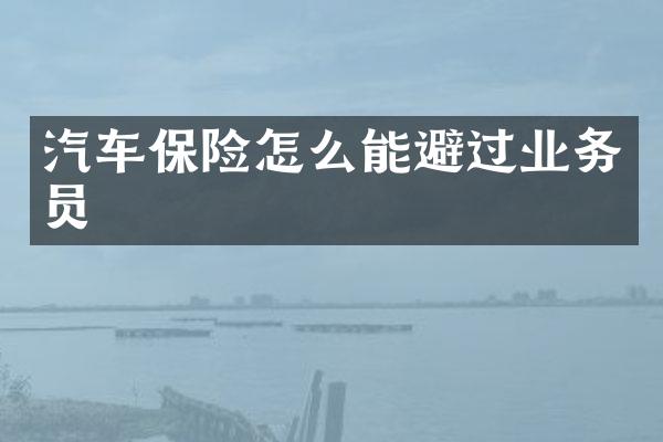 汽车保险怎么能避过业务员