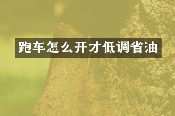 跑车怎么开才低调省油