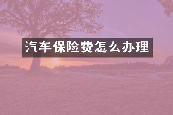 汽车保险费怎么办理