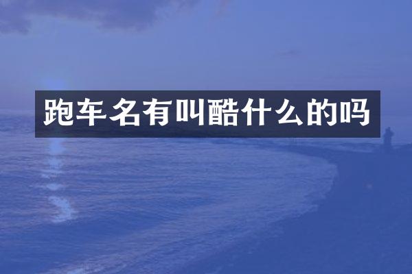 跑车名有叫酷什么的吗