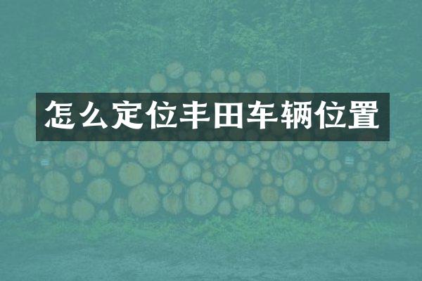 怎么定位丰田车辆位置