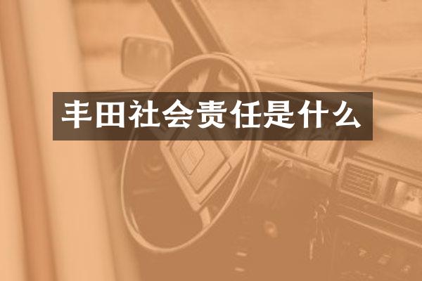 丰田社会责任是什么