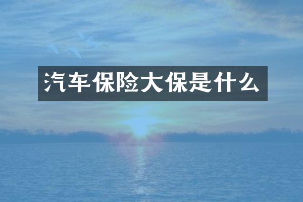 汽车保险大保是什么