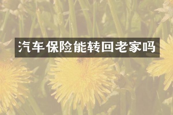 汽车保险能转回老家吗