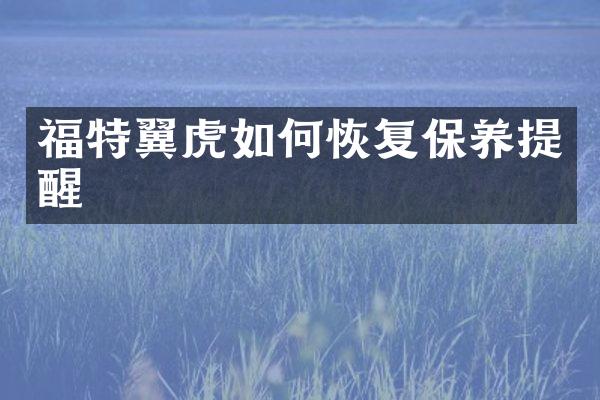 福特翼虎如何恢复保养提醒