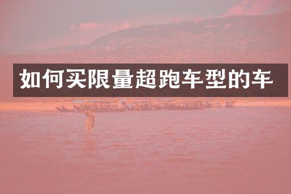 如何买限量超跑车型的车