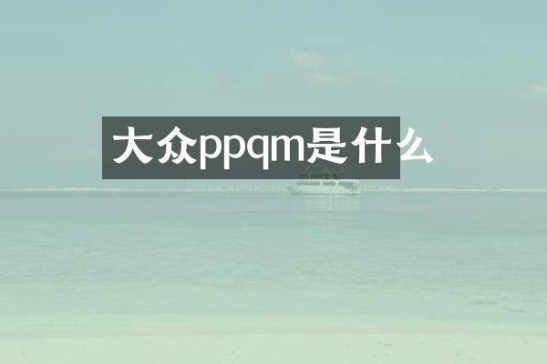 大众ppqm是什么