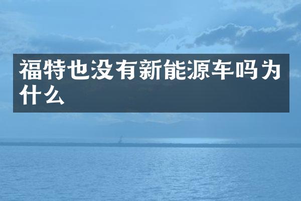福特也没有新能源车吗为什么