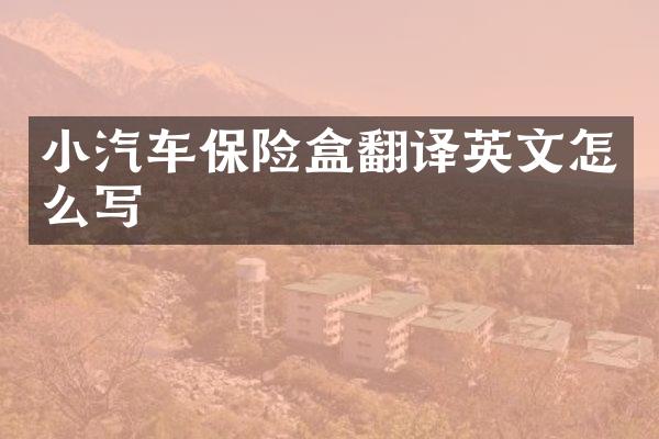 小汽车保险盒翻译英文怎么写