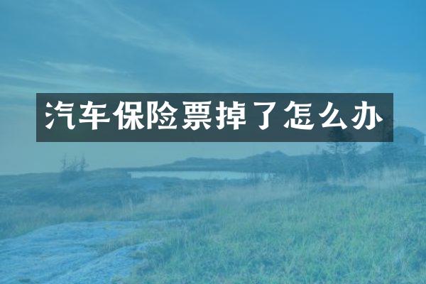 汽车保险票掉了怎么办