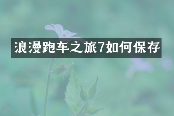 浪漫跑车之旅7如何保存