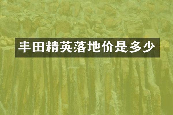 丰田精英落地价是多少