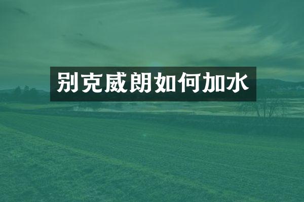 别克威朗如何加水