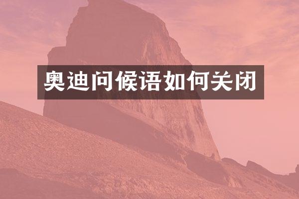 奥迪问候语如何关闭