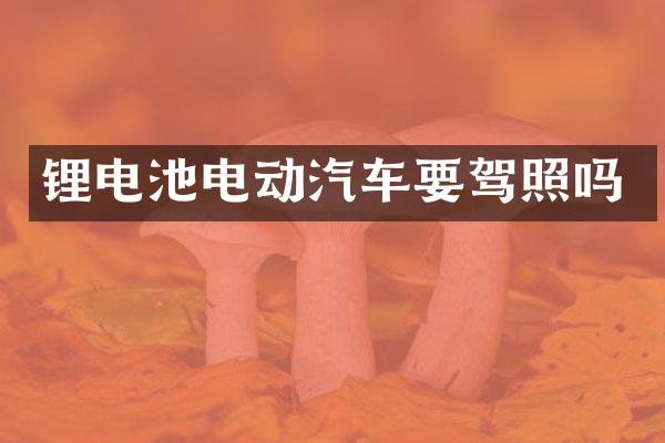 锂电池电动汽车要驾照吗