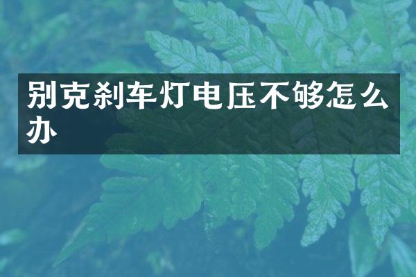 别克刹车灯电压不够怎么办