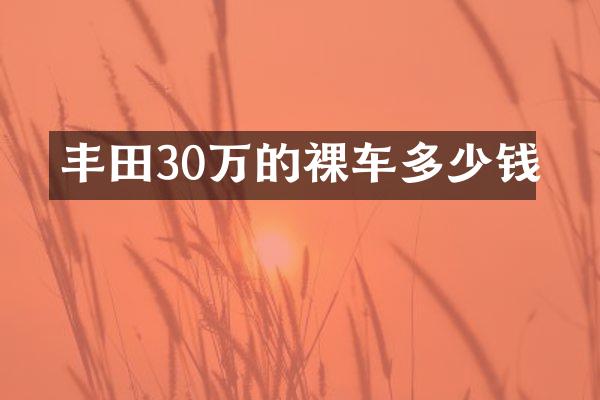 丰田30万的裸车多少钱