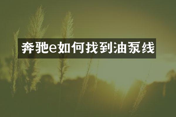 奔驰e如何找到油泵线