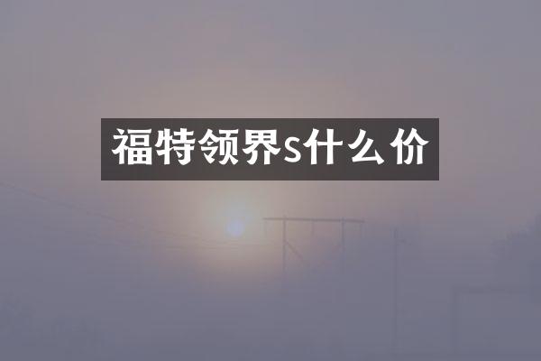 福特领界s什么价