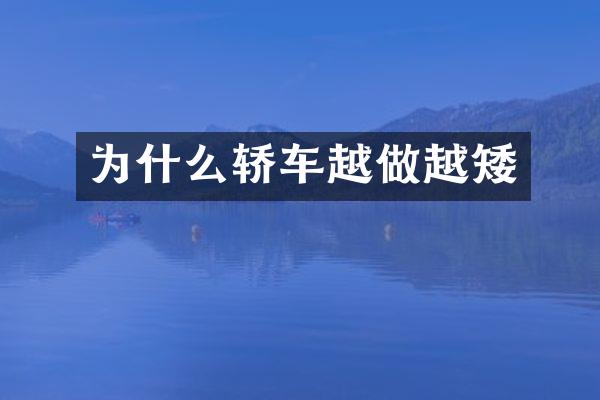 为什么轿车越做越矮