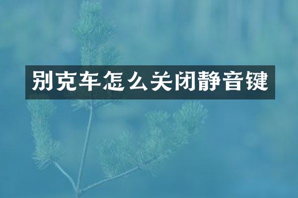 别克车怎么关闭静音键