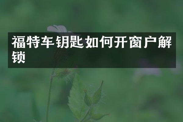 福特车钥匙如何开窗户解锁