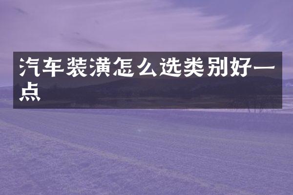汽车装潢怎么选类别好一点