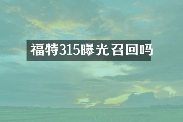 福特315曝光召回吗
