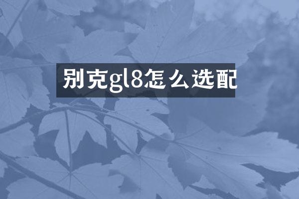 别克gl8怎么选配