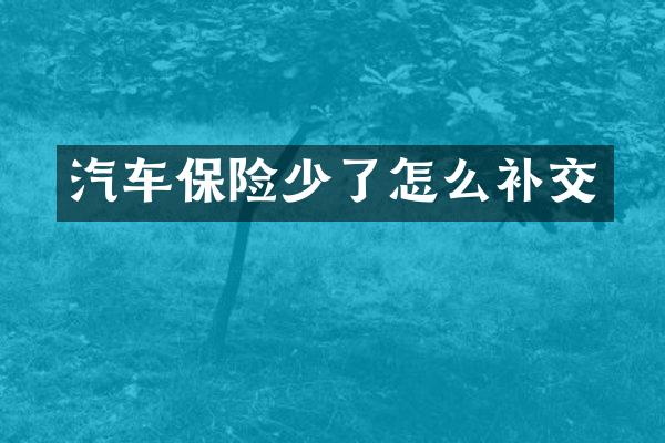 汽车保险少了怎么补交
