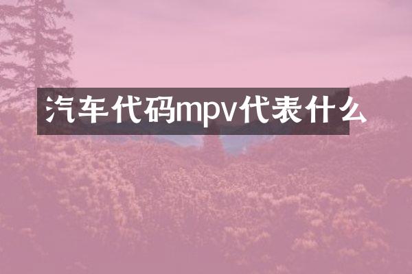 汽车代码mpv代表什么