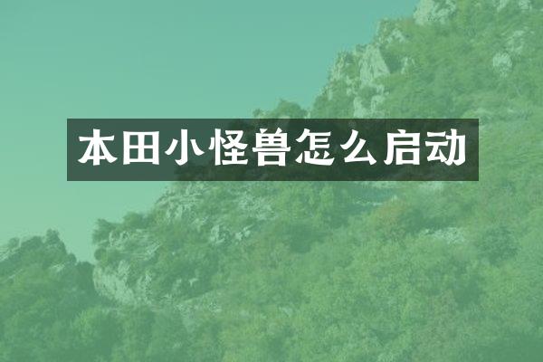 本田小怪兽怎么启动