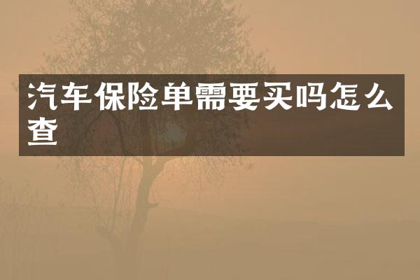 汽车保险单需要买吗怎么查