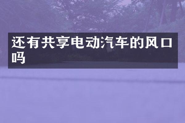 还有共享电动汽车的风口吗