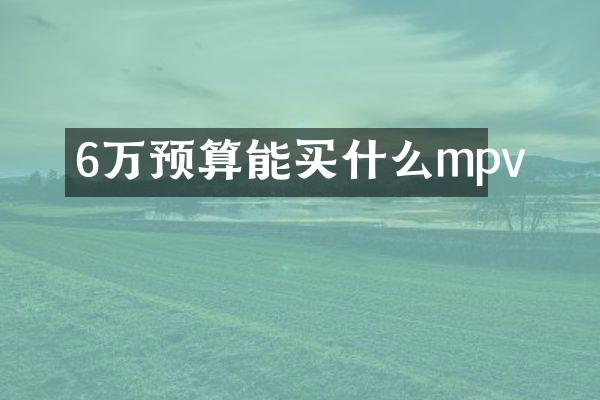 6万预算能mpv
