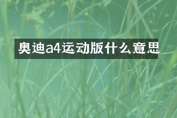 奥迪a4运动版什么意思
