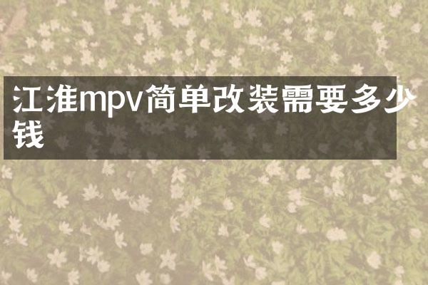 江淮mpv简单改装需要多少钱