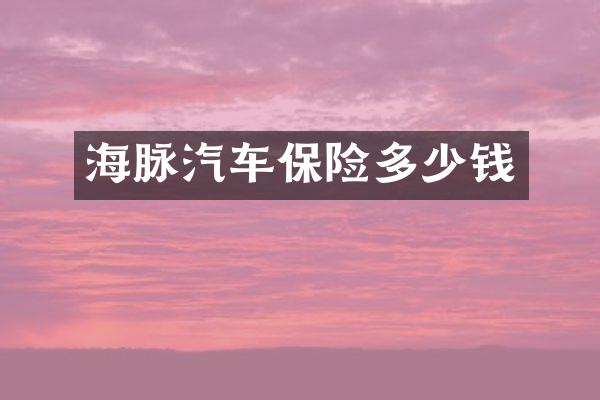 海脉汽车保险多少钱