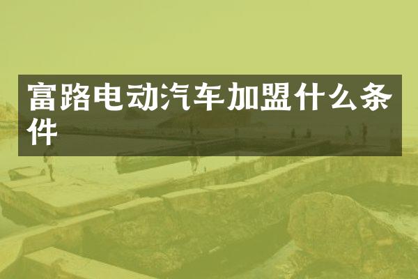 富路电动汽车加盟什么条件
