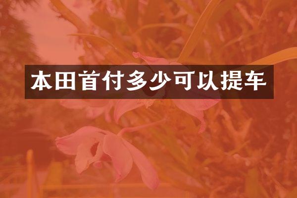 本田首付多少可以提车