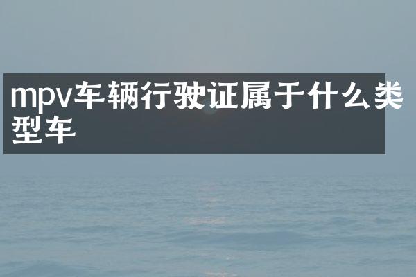 mpv车辆行驶证属于什么类型车