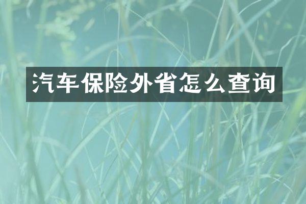 汽车保险外省怎么查询