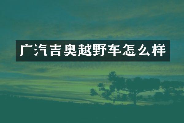 广汽吉奥越野车怎么样