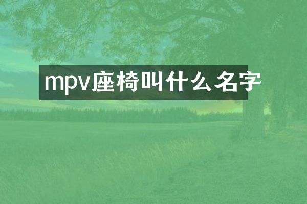 mpv座椅叫什么名字